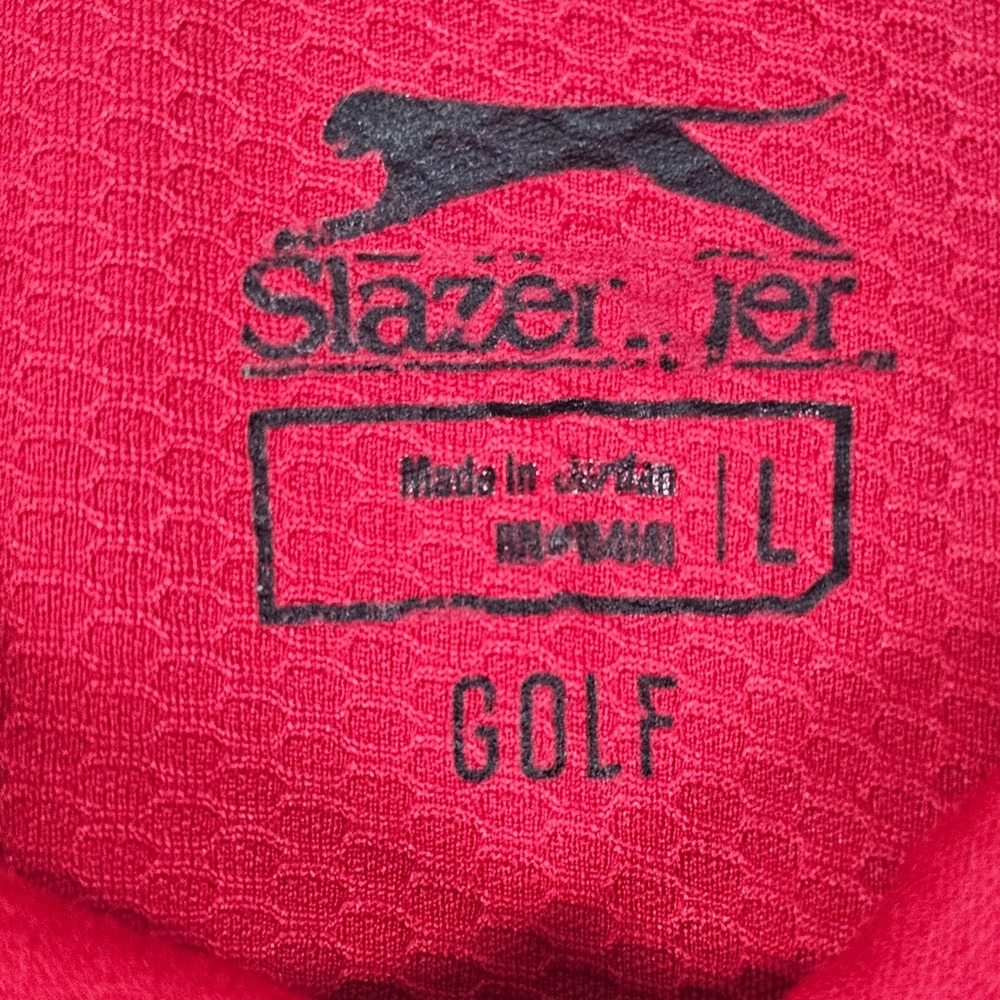 Slazenger Golf Mens Red Polo Shirt Large Short Sleeve Performance Textured Top‎ - Picture 2 of 5